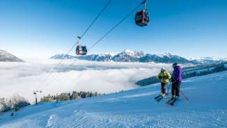 Pizol, winter, snow, blue sky, ski lift, sea of fog, Pizolbahnen, morning mood, gondola lift, skiing, piste
