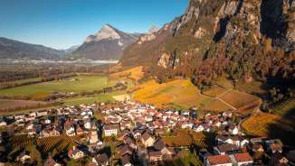 Fläsch, Golden Autumn, Village, Vines, Bündner Herrschaft, Autumn