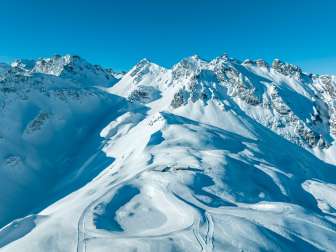 Pizol, winter, snow, blue sky, Pizolbahnen, morning mood, skiing, piste