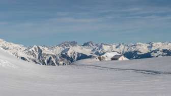 Winter magic, Pizol, snow, blue sky, panoramic high trail, mountains, snow-covered fir trees, sun, valley, snow-covered mountains, Alps, view, summit, winter hiking