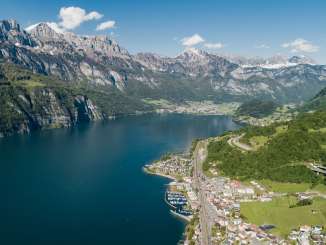 Quarten, Unterterzen, Walensee, drone, spring