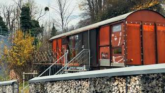 A converted train carriage as a hotel room