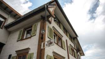 Exterior view of the Hotel Alpenhof in Weisstannen
