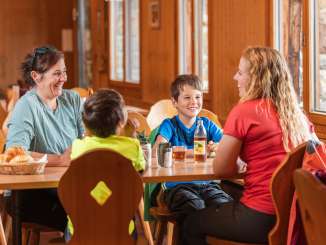 Children, grandparents, lunch
